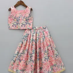 YK Girls Printed Thread Work Ready to Wear Lehenga & Blouse With Dupatta image 3