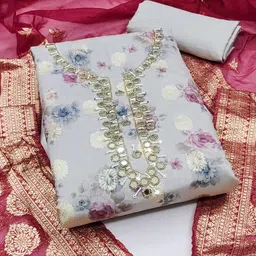 SAINOOR Embellished Semi-Stitched Dress Material-picture-40