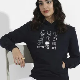 Campus Sutra Women Printed Hooded Long Sleeves Sweatshirt-picture-12