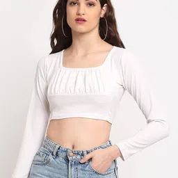 Enmozz Women Solid Full Sleeve Crop Top-picture-28