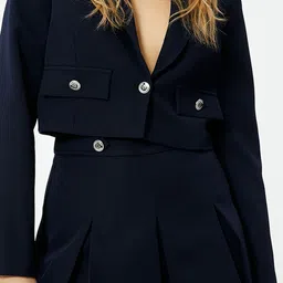 Koton Notched Lapel Collar Single Breasted Crop Blazers image 2