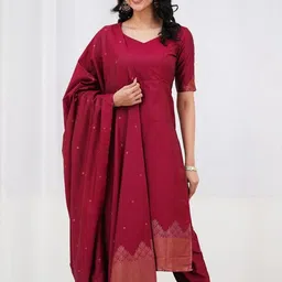 YAMUNE Women Ethnic Motifs Regular Kurta with Trousers & With Dupatta-picture-11