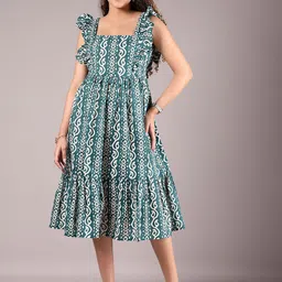 LIMEROAD Ethnic Printed Square Neck Ethnic Dress-picture-30