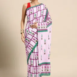 BUTA BUTI Floral Pure Cotton Saree-image-64