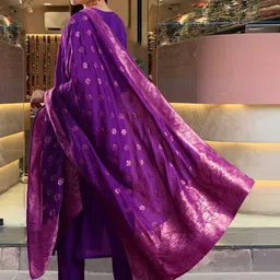 KALINI Women Ethnic Motifs Embroidered Regular Kurta with Trousers & With Dupatta image 5