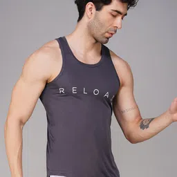 Brauch Printed Scoop Neck Gym Vests - M-VEST-RELOAD-GREY-S image 4