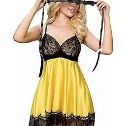 GuSo Shopee Women Gold Nylon Baby Dolls-image-91