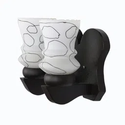 1ST TIME White & Black Textured Wood Contemporary Abstract Shaped Shaped Wall Lamp image 3