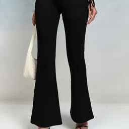 Tokyo Talkies Women Solid Flared Trousers-image-1