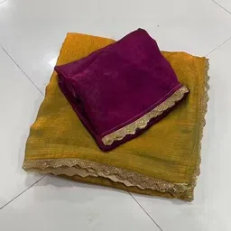 VRAGI Ombre Embroidered Pure Chiffon Saree image 3