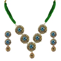 Vidhya Kangan Women Turquoise Blue Jewellery Set-picture-11