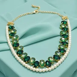 MANSIYAORANGE Cubic Zirconia Crystal-Studded Jewellery Set-image-80