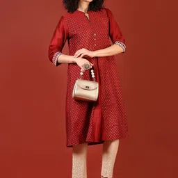 V-Mart Gometric Printed Cotton Mandarin Collar A-line Kurta image 4