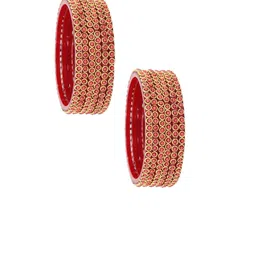 ZULKA Set Of 12 Pearls Beaded & Moti Work Glass Bangles image 4