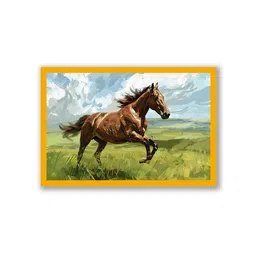 nestroots Blue & Brown Run With The Wind Horse Canvas Wall Art image 5
