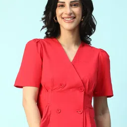 Oxolloxo Puff Sleeve Cotton Wrap Top-picture-46