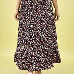 OTABU Women Floral Printed Ruffle A-Line Midi Skirts image 3