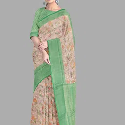 The Chennai Silks Floral Printed Woven Design Zari Banarasi Saree-image-38
