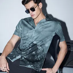 Van Heusen Men Graphic Printed Cuban Collar Pure Cotton Casual Shirt-picture-23