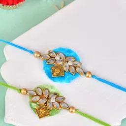 Aapno Rajasthan Set Of 2 Artificial Stones Studded Thread Rakhis-picture-53