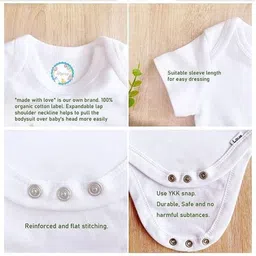 Lillypupp Unisex White Cotton Printed Short Sleeves Bodysuit image 5