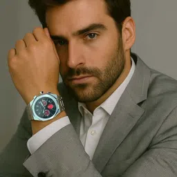 ZAADRAN Unisex Dial & Stainless Steel Chronograph Automatic Watch Apolo Silver Black image 5