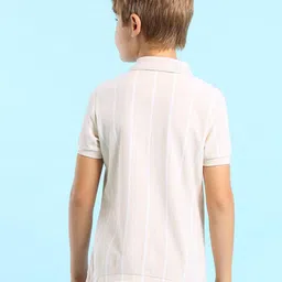 U.S. Polo Assn. Kids Boys Brand Logo Striped Polo Collar Applique T-shirt image 3