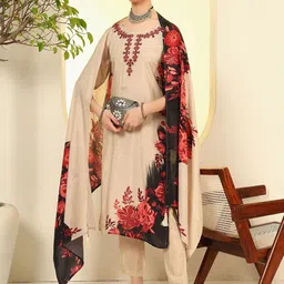 DIVASTRI Ethnic Motifs Mirror Work Kurta With Trousers & Dupatta-picture-38