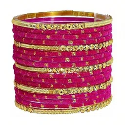 SHRASHTI Magenta Glass Artificial Stones & Beads Bangle image 2