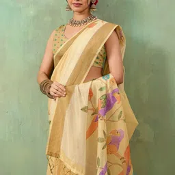 Mitera Ethnic Motifs Printed Saree With Blouse Piece image 2