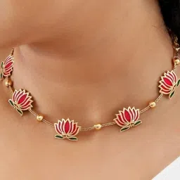 89 Eighty Nine Gold-Plated Enamelled Antique Necklace With Earrings-picture-45