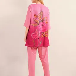 L&M Leisure and Moods Women Floral Printed Regular Linen Kurti with Trousers image 5