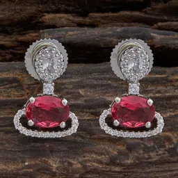 Kushal's Fashion Jewellery Rhodium-Plated Cubic Zirconia Studded Classic Drop Earrings-picture-16
