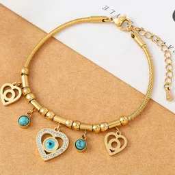 MEENAZ Gold-Plated Stainless Steel AD-Studded Anti Tarnish Evil Eye harm Bracelet-picture-24