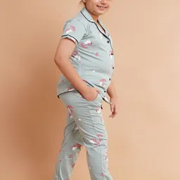 Bloem Girls Printed Lapel Collar Night suit image 2