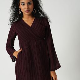 Globus Women Self Design V-Neck Wrap Mini Dress-picture-20