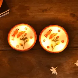 JAYPORE 2 Pieces Brown & White Terracotta Candles image 5