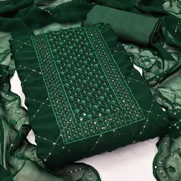 Panzora Embroidered Sequinned Georgette Unstitched Dress Material-picture-35