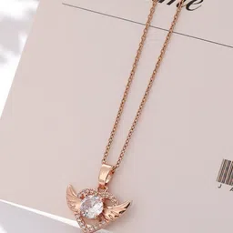 P. R. PRINTS Stainless Steel Artificial Stones Studded Heart Shaped Pendant With Chain-picture-21