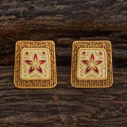 Kushal's Fashion Jewellery Gold Plated Square Antique Studs Earrings-picture-35