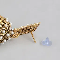 Anouk Gold-Plated Artificial Beaded Dome Shaped Jhumkas image 5