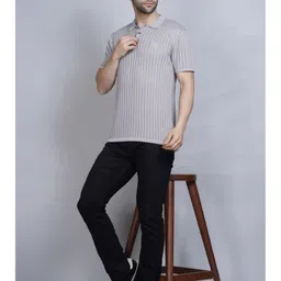 PULAKIN Self Design Polo Collar Pure Cotton T-Shirt image 3