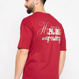 Mast & Harbour Men Typography Printed Pure Cotton Applique T-shirt image 2