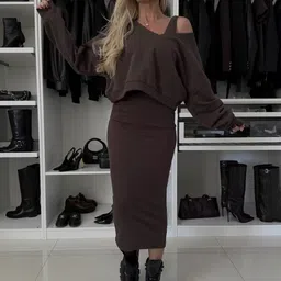 Mast & Harbour V-Neck Top With Skirt Co-Ords image 5