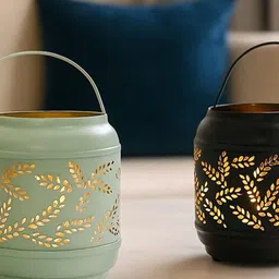 MARKET99 Black & Green Set of 2 T-Light Candle Holder image 4