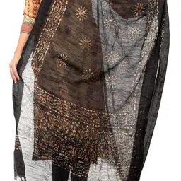A R SILK DUPATTA HUB Colourblocked Block Print Dupatta image 3