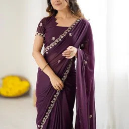 LeeliPeeri Designer Embellished Embroidered Georgette Saree image 2