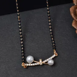 MEIRA JEWELLERY Gold-Plated Artificial Stones And Pearls Studded Mangalsutra-picture-26