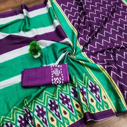 VASVI Ethnic Motifs Pure Cotton Block Print Saree image 4