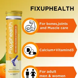 Fixuphealth Calcium 500mg Effervescent - 20 Tablets & Natural Amla 1000mg Vit C- 20Tablets image 3